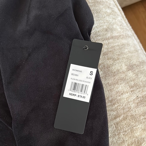 Bebe Black Velvet Hoodie Sweatshirt with Pullover Style - Picture 6 of 8